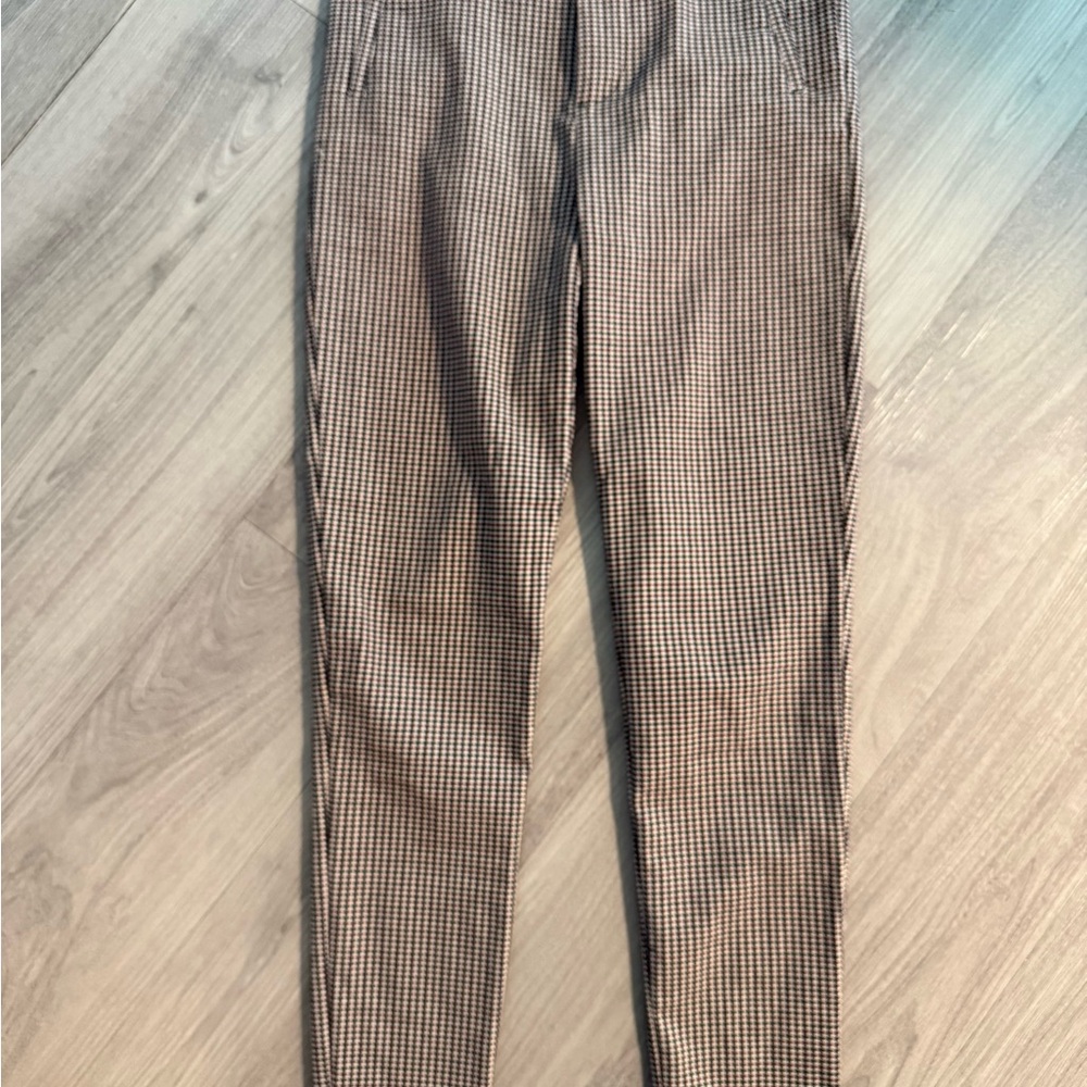 Zara skinny womens pants Chinos red black cream Houndstooth - small